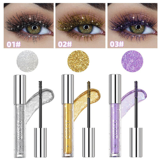 Violet Glitter Lash Mascara Diamond Mascara Thick Shiny Eyelash Curling Extension Makeup Waterproof Fast Dry Sequins Eye Black - Serenity Spaces