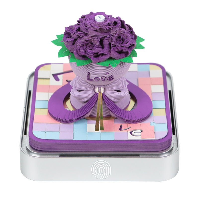 Paper Sculpture Calendar Rose 3D Sticky Notes Desktop Ornament - Serenity Spaces