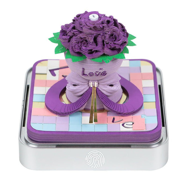 Paper Sculpture Calendar Rose 3D Sticky Notes Desktop Ornament - Serenity Spaces