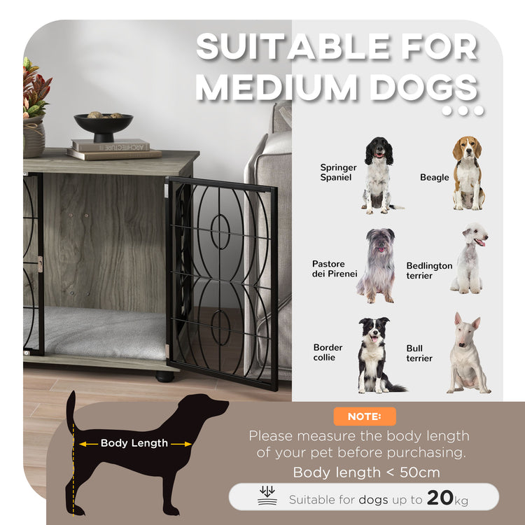 PawHut Indoor Dog Crate Furniture End Table W/ Plush Washable Cushion, Lockable Door, For Medium Dogs - Serenity Spaces