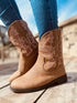Short boots round head embroidered fashion boots - Serenity Spaces