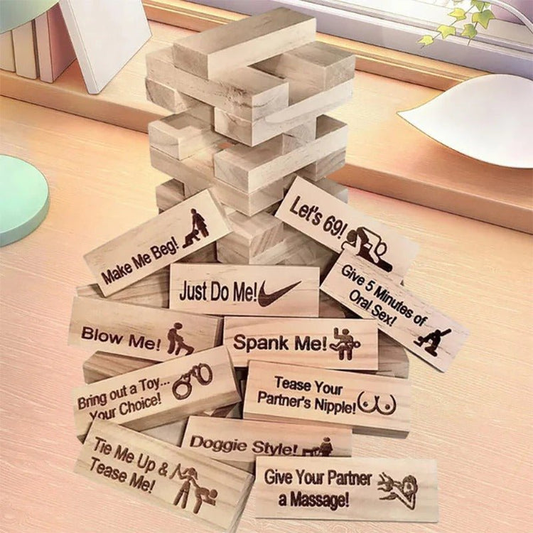 Couple Game Night Intimacy Block Tower Jenga Game Valentine Tumbling Tower Stacking Blocks Game Party Interactive Games 18 - Serenity Spaces