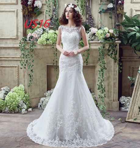 Bride Trailing Wedding Dress Sexy Lace Mermaid Wedding Dress - Serenity Spaces