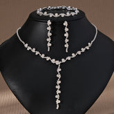 Rhinestone Pearl Earrings And Necklace Set Women - Serenity Spaces