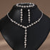 Rhinestone Pearl Earrings And Necklace Set Women - Serenity Spaces