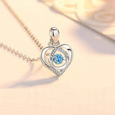 S925 Beating Heart - shaped Necklace Women Luxury Love Rhinestones Necklace Jewelry Gift For Valentine&