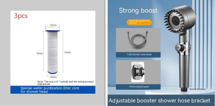 The Third Gear Adjustable Strong Supercharged Shower Head Household Bath Shower Hose Shower Head - Serenity Spaces