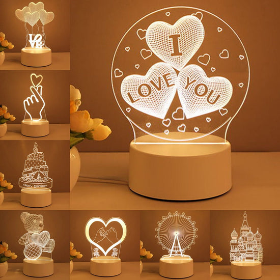 3D Lamp Acrylic USB LED Night Lights Neon Sign Lamp Xmas Home Decorations For Room Decor Valentines Day Gifts - Serenity Spaces