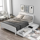 Wooden Solid White Pine Storage Bed With Drawers Bed Furniture Frame For Adults, Kids, Teenagers 4ft6 Double White 190x135cm - Serenity Spaces