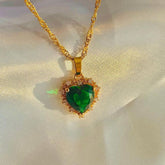 Colorful Rhinestones Heart - shped Necklace Love Gold Clavicle Chain Ins Personalized Jewelry For Women Valentine&