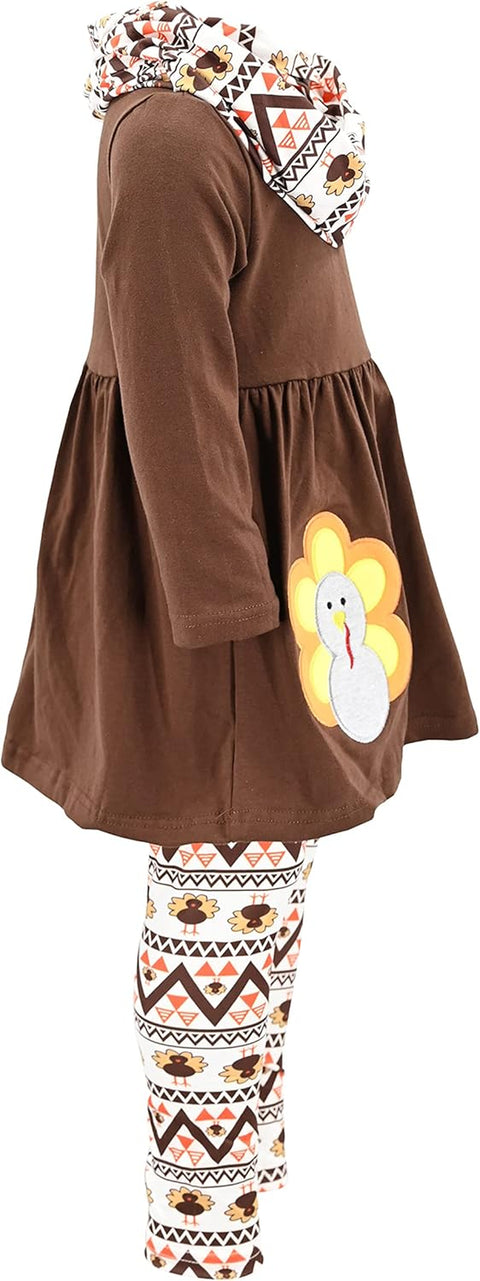 Girls Kids Toddler 3Pc Outfit Set Long Sleeve Cotton Blend Tunic Top Leggings and Scarf