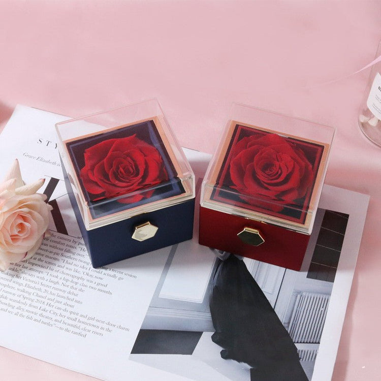 Fashion Acrylic Rotating Rose Jewelry Box - Serenity Spaces