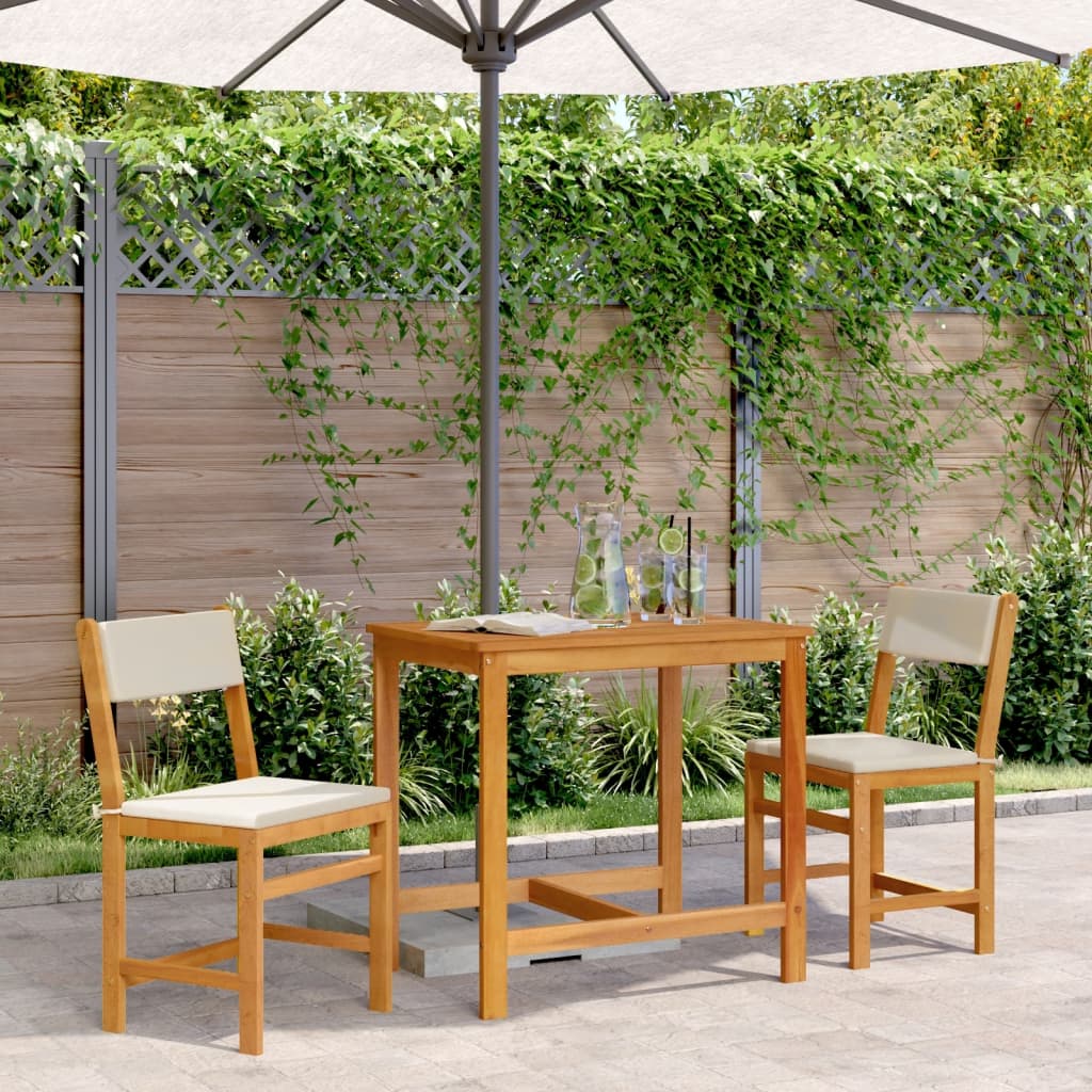 3 - piece balcony furniture set with cushions, solid acacia wood - Serenity Spaces