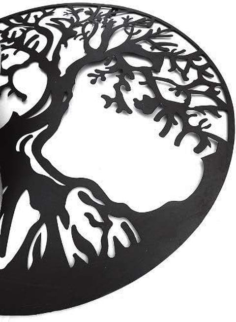 20230 Metal Wall Art Tree Circle of Life round Hanging Sculptures Indoor Living Room Outdoor Garden Patio Decor Black 24 Inch