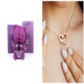 Eternal Rose Teddy Bear Gifts Box With Necklace Rotate Rose Jewelry Box Valentine Wedding Storage Gift Case For Women Girlfriend - Serenity Spaces