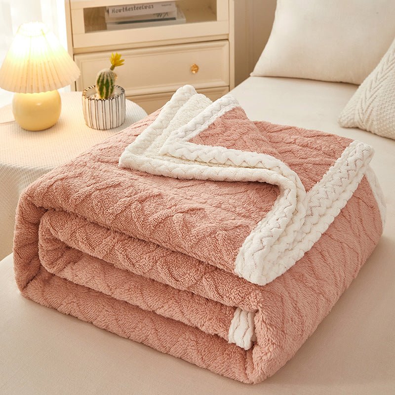 Blanket Double Thickened Warm Coral Fleece Sofa Blanket - Serenity Spaces