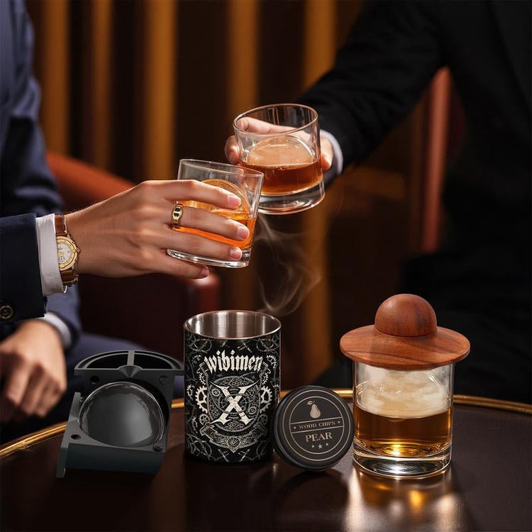 Old Fashioned Whiskey Smoker Kit – Cocktail Smoker Gift Set with 2 Glasses, 6 Wood Chip Flavors & Clear Ice Makers, Bourbon Whiskey Gifts for Men (Butane Not Included) - Serenity Spaces