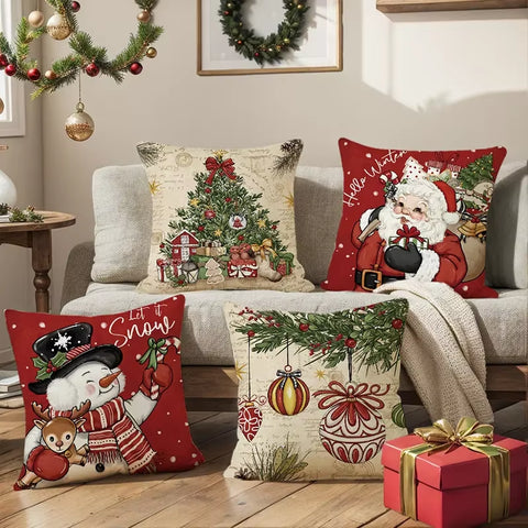 45Cm Christmas Decorations Christmas Cushion Cover Pillowcase 2024 for Home Ornament Xmas New Year Christmas Decor 2025 Home