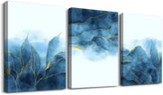 Abstract Canvas Wall Art for Living Room Bedroom Decoration Office Wall Painting,Bathroom Wall Decor Gray Blue Canvas Pictures Modern Home Decoration Wall Artwork,Fashion Wall Art 16X12 Inch/ 3 Piece