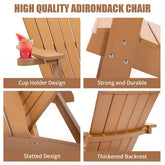 TALE Adirondack Chair Backyard Outdoor Furniture Painted Seating With Cup Holder All - Weather And Fade - Resistant Plastic Wood For Lawn Patio - Serenity Spaces