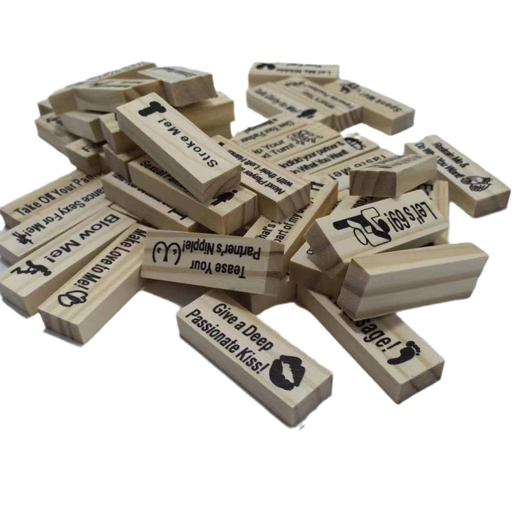 Couple Game Night Intimacy Block Tower Jenga Game Valentine Tumbling Tower Stacking Blocks Game Party Interactive Games 18 - Serenity Spaces