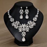 Rhinestone Pearl Earrings And Necklace Set Women - Serenity Spaces