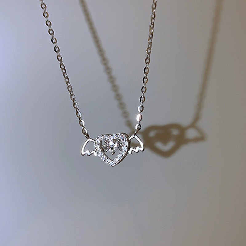 Vintage Gothic Heart Crown Angel Wings Pendant Necklaces For Women Fashion Exquisite Love Shape Clavicle Chain Choker Jewelry Fashion Jewelry - Serenity Spaces