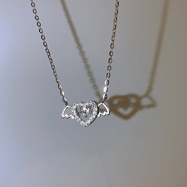 Vintage Gothic Heart Crown Angel Wings Pendant Necklaces For Women Fashion Exquisite Love Shape Clavicle Chain Choker Jewelry Fashion Jewelry - Serenity Spaces