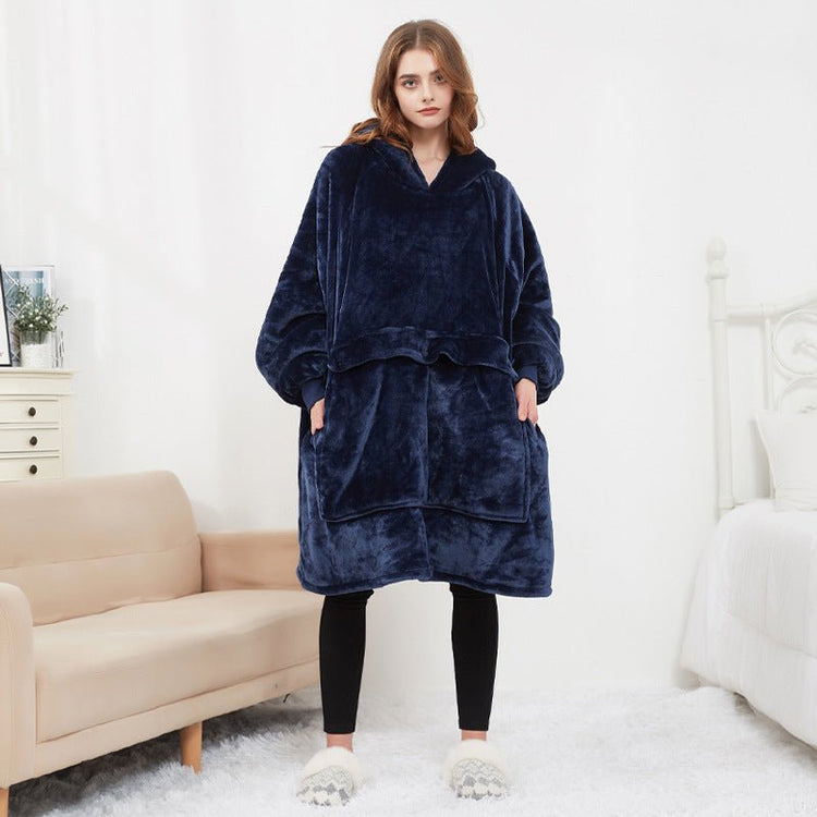 USB Heated Wearable Blanket Oversized Lazy Hoodie With Large Heating Area Back Cozy Warm Sherpa Hoodie Blanket No Battery Pack - Serenity Spaces
