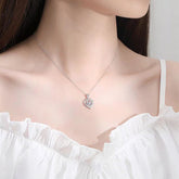 S925 Beating Heart - shaped Necklace Women Luxury Love Rhinestones Necklace Jewelry Gift For Valentine&
