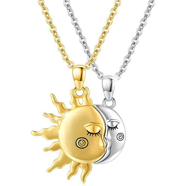 18K Golden Magnetic Sun Star Necklace Fashion Personality Couple Pendant Necklace Valentine&