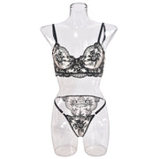 Sexy Mesh Embroidered Sexy Lingerie Suit Women