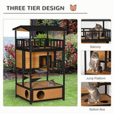 Wooden Outdoor Cat House, Wild Cat Shelter Kitten Tree - Serenity Spaces