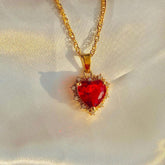 Colorful Rhinestones Heart - shped Necklace Love Gold Clavicle Chain Ins Personalized Jewelry For Women Valentine&
