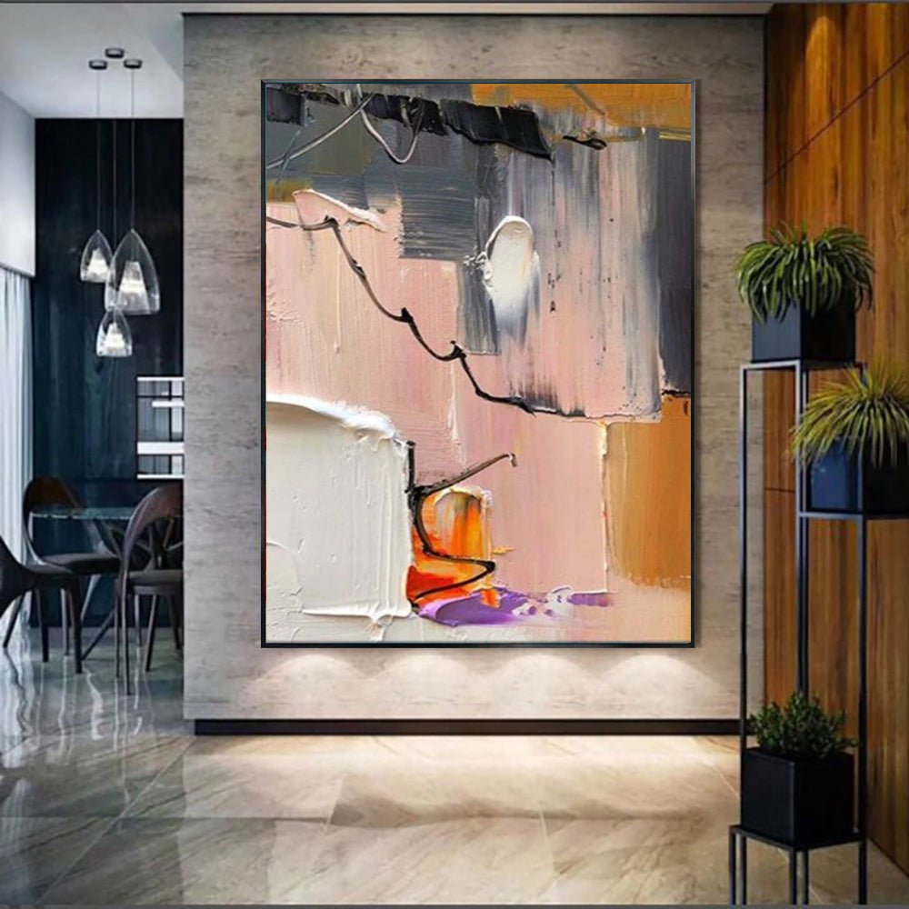 Modern Light Luxury Thick Oil Knife Oil Painting On Canvas Handmade Modern Abstract Wall Art Screen Partition Living Room Entry Home Decor Blocking Dining Painting - Serenity Spaces