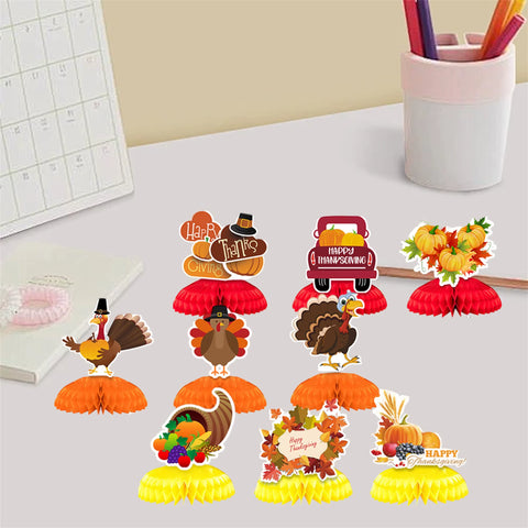 Thanksgiving Harvest Centerpiece Set of 10 Autumn Turkey Pumpkin Table Decorations for Home and Office Thanksgiving Décor