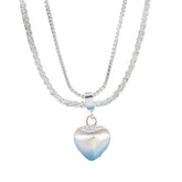 Double Layer Brushed Heart Pendant Necklace For Women High - end Feel Light Luxury Necklace Collarbone Chain Fashion Jewelry - Serenity Spaces