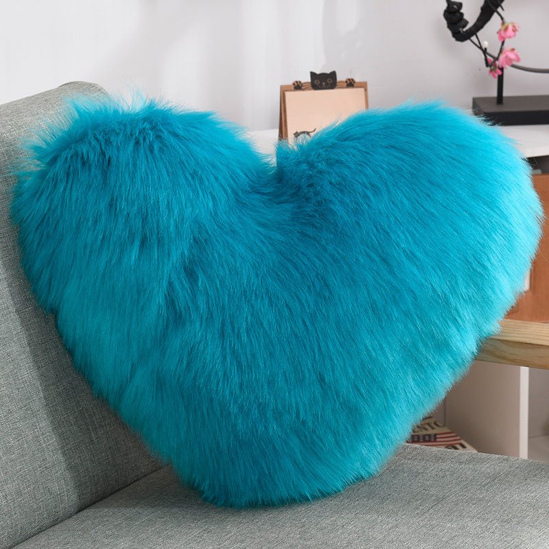 Throw Pillows Heart Shape Long Plush Fluffy Shaggy Cushion Cover Sofa Cushions Decorative Pillow Covers Pillowcase White - Serenity Spaces