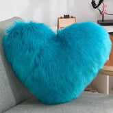 Throw Pillows Heart Shape Long Plush Fluffy Shaggy Cushion Cover Sofa Cushions Decorative Pillow Covers Pillowcase White - Serenity Spaces