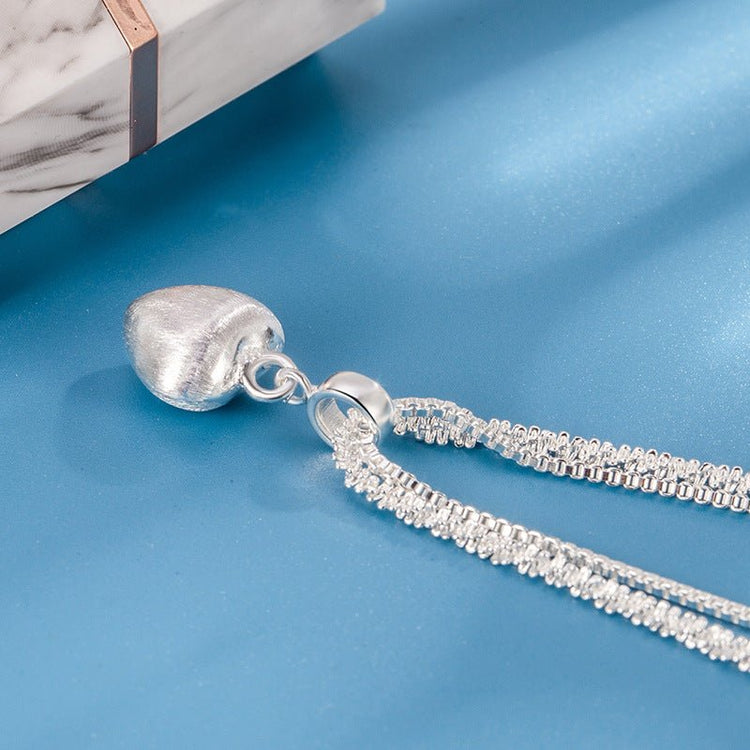 Double Layer Brushed Heart Pendant Necklace For Women High - end Feel Light Luxury Necklace Collarbone Chain Fashion Jewelry - Serenity Spaces