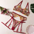 Ellolace Lingerie Sensual Lace Underwear Transparent Embroidery 3 - Piece Garters - Serenity Spaces