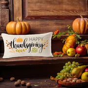 Thanksgiving Decorations Pillow Covers 12X20 Inch,Happy Thanksgiving Decor Thanks Lumbar Pillow Farmhouse for Sofa