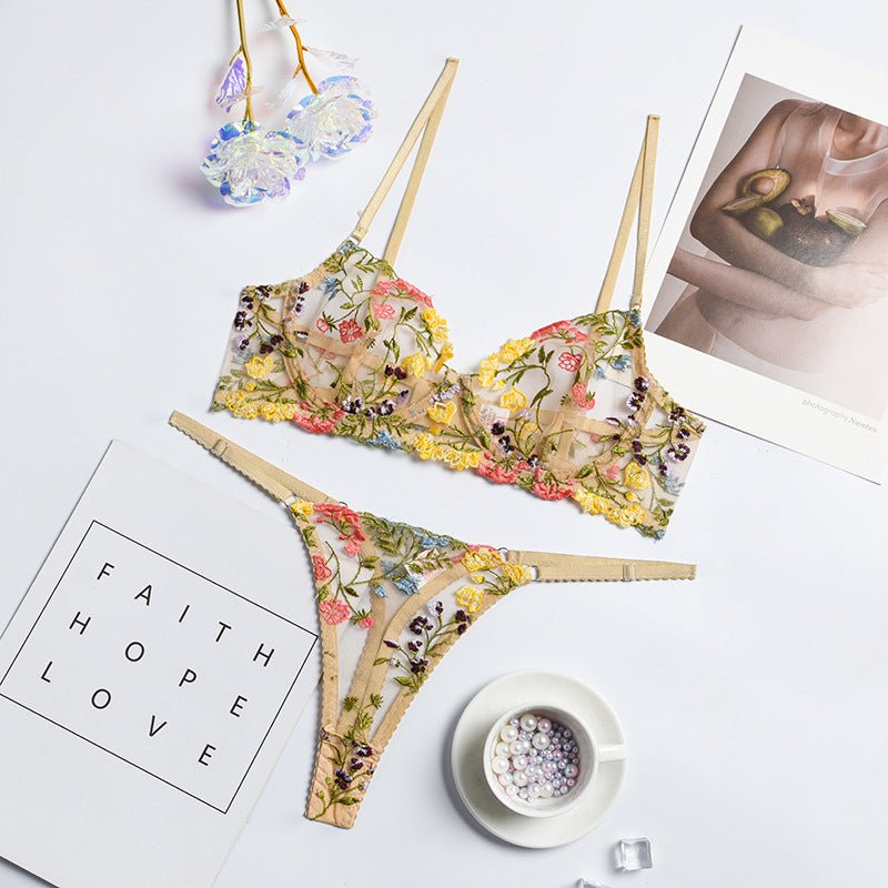 Lace Stitching Sexy Lace - up Lingerie Two - piece Set - Serenity Spaces