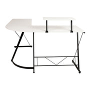 L-Shaped Computer White Desk, Gaming Desk, Home Office Desk, Black Frame