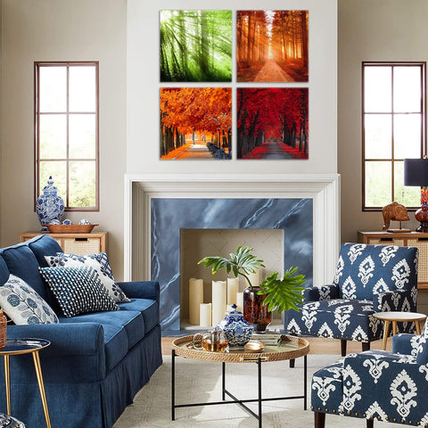 Nature Canvas Wall Art Bathroom Wall Art Decor Tree of Life Wall Art for Living Room, Bedroom Wall Pictures Kitchen Wall Art Prints Modern Fall Wall Art Set, Landscape Artwork 12" X 12"