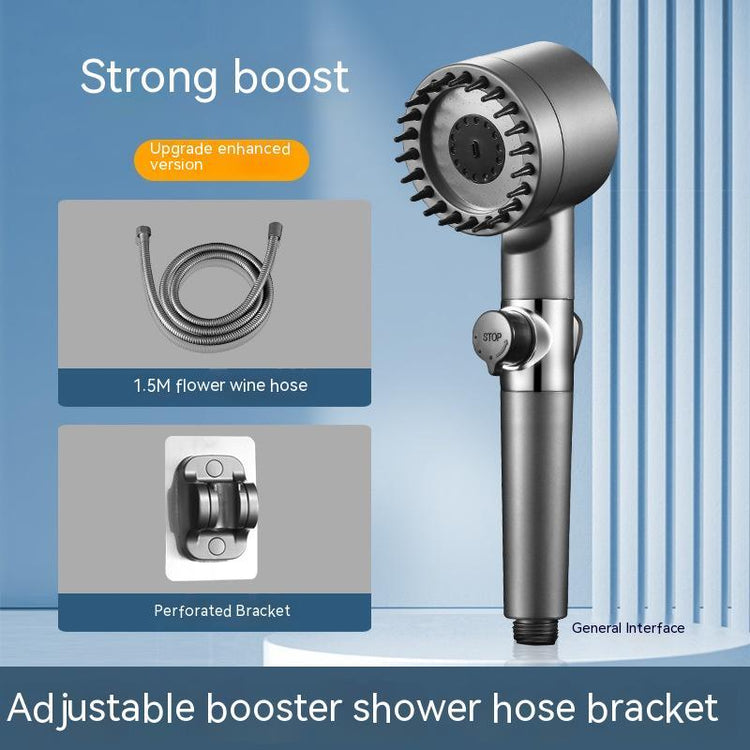 The Third Gear Adjustable Strong Supercharged Shower Head Household Bath Shower Hose Shower Head - Serenity Spaces