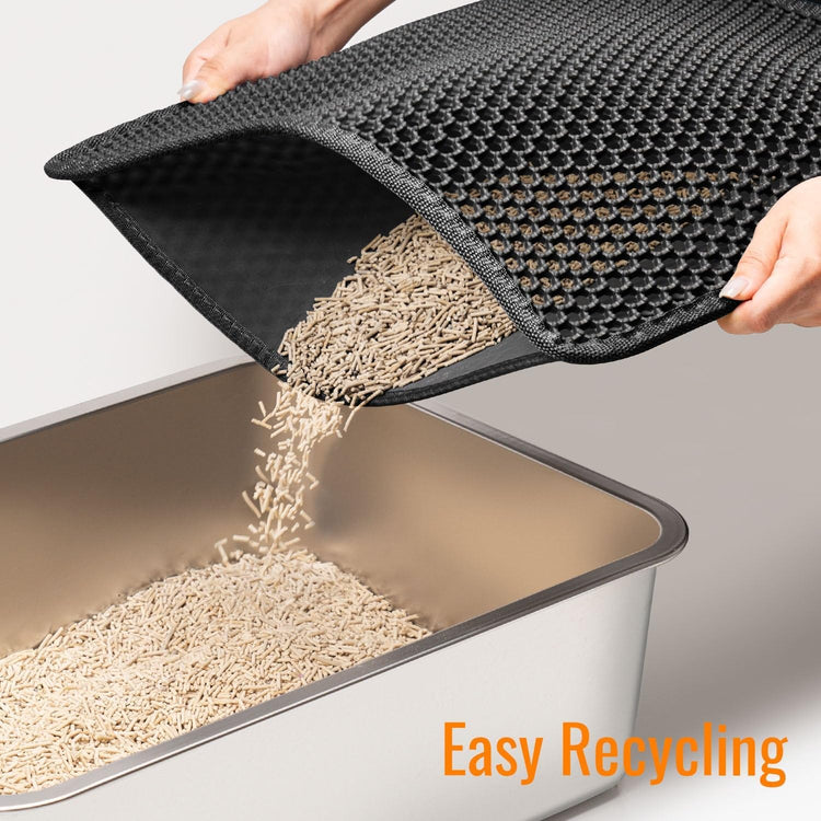 Cat Litter Mat Litter Box Mat, EVA Honeycomb Double Layer Design, Urine & Waterproof, Scatter Control Kitty Litter Mat, Less Waste, Easier to Clean,Washable, Black - Serenity Spaces