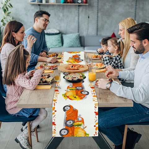 Thanksgiving Table Runner, Fall Decor Table Runners 72 Inches Long Pumpkin Sunflower Decor Fall Leaves for Thanksgiving Kitchen Dining Indoor Outdoor Activities (13" X 72")