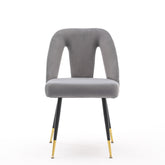 AA Furniture,Akoya Collection Modern Contemporary Velvet Upholstered Dining Chair With Nailheads And Gold Tipped Black Metal Legs Gray Set Of 2 - Serenity Spaces