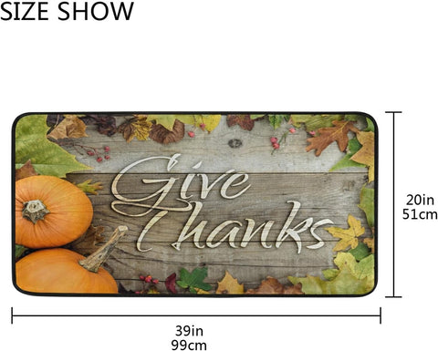 Thanksgiving Rug Kitchen Rugs Runner Fall Pumpkin Thanksgiving Doormat Bath Rugs Mat Non Slip Area Rugs for Bathroom Kitchen Indoor 39" X 20"